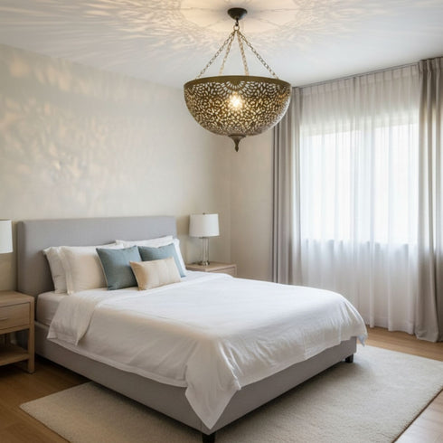 Moroccan Brass Pendant Light - Vintage Style Lighting  (pl-1095)